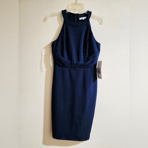 Chic Navy Halter Midi Dress